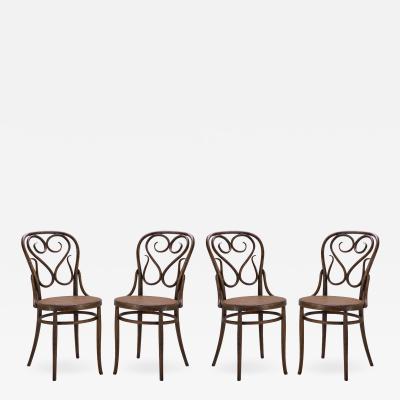 Salvatore Leone Bentwood Dining Side Chairs with Caned Seats by Salvatore Leone Set of Four