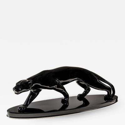 Salvatore Melani Big Art Deco Panther Black Lacquer France Paris circa 1940