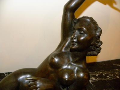 Salvatore Melani Bronze Art Deco Nude Sculpture by S Melani