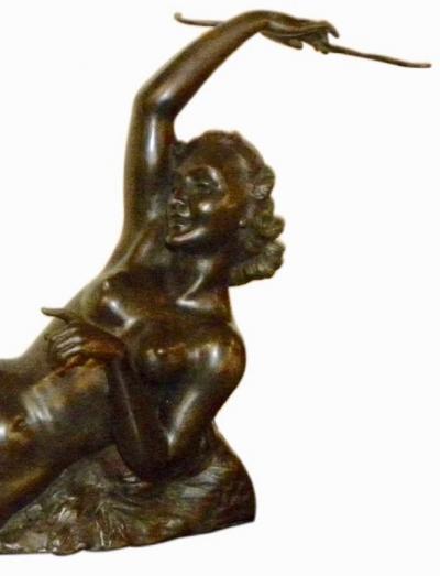 Salvatore Melani Bronze Art Deco Nude Sculpture by S Melani