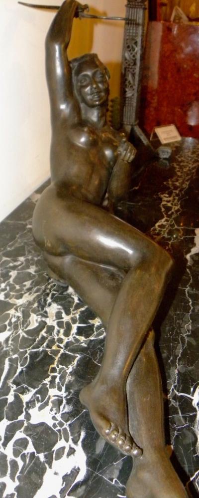 Salvatore Melani Bronze Art Deco Nude Sculpture by S Melani