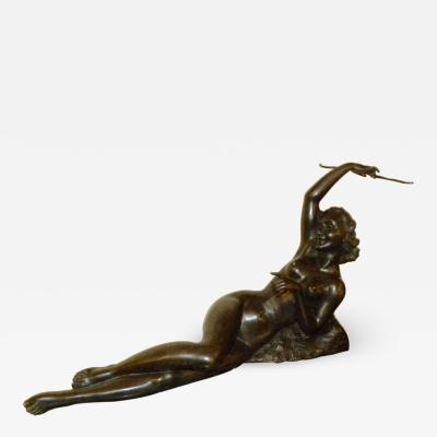 Salvatore Melani Bronze Art Deco Nude Sculpture by S Melani