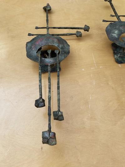 Salvino Marsura Large Brutalists Wrought iron Wall Lights