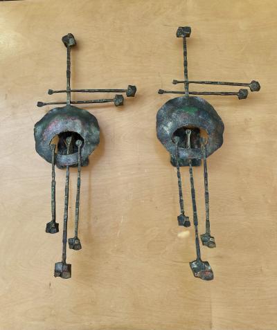Salvino Marsura Large Brutalists Wrought iron Wall Lights