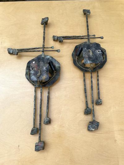 Salvino Marsura Large Brutalists Wrought iron Wall Lights
