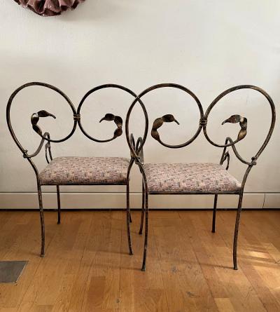 Salvino Marsura Pair of Wrought Iron Chairs by Marsura
