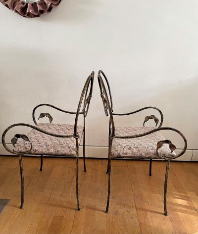 Salvino Marsura Pair of Wrought Iron Chairs by Marsura