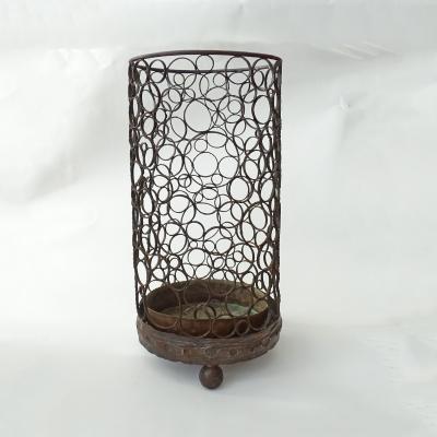 Salvino Marsura Splendid Italian 1960s Brutalist Wrought Iron and Copper Umbrella Stand