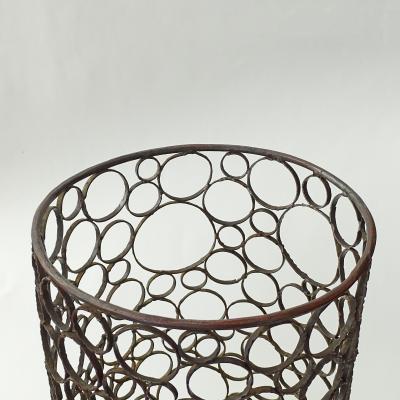 Salvino Marsura Splendid Italian 1960s Brutalist Wrought Iron and Copper Umbrella Stand