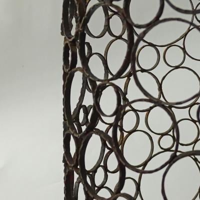 Salvino Marsura Splendid Italian 1960s Brutalist Wrought Iron and Copper Umbrella Stand