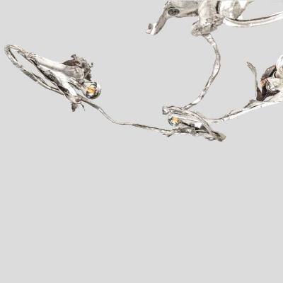 Salvino Marsura Unique sculptural Silver wrought iron wall or ceiling light by Salvino Marsura