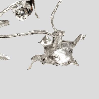Salvino Marsura Unique sculptural Silver wrought iron wall or ceiling light by Salvino Marsura
