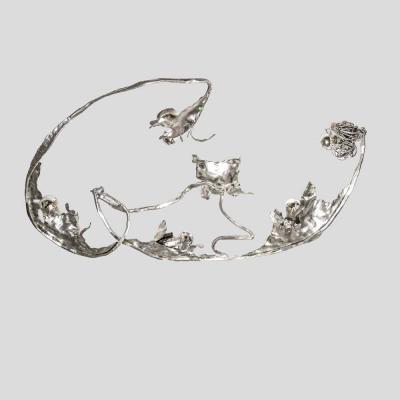 Salvino Marsura Unique sculptural Silver wrought iron wall or ceiling light by Salvino Marsura
