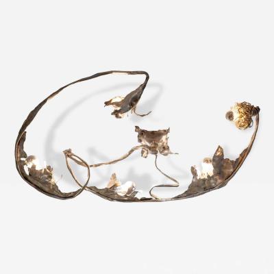 Salvino Marsura Unique sculptural Silver wrought iron wall or ceiling light by Salvino Marsura