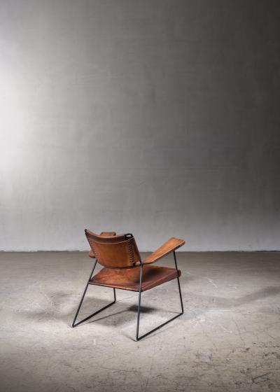 Sam Resnick Rare Sam Resnick Chair with Heavy Saddle Leather American 1960s