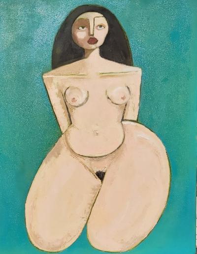 Samantha Millington Turquoise Nude Contemporary Figurative Painting