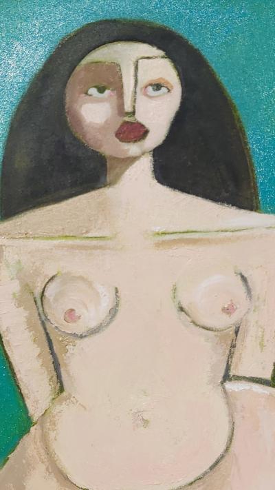 Samantha Millington Turquoise Nude Contemporary Figurative Painting