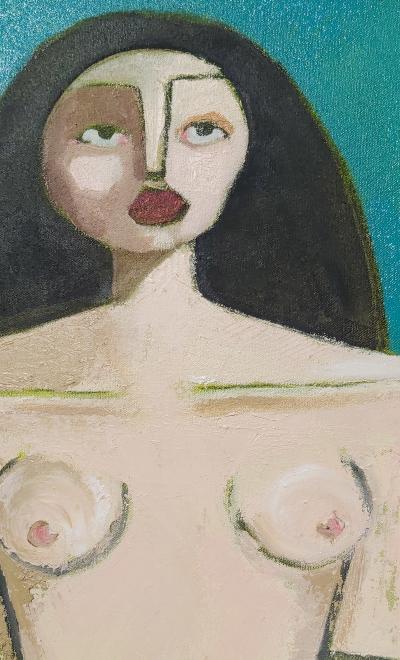 Samantha Millington Turquoise Nude Contemporary Figurative Painting