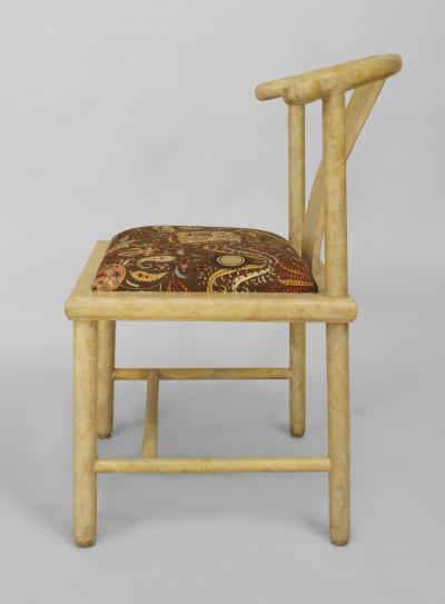 Samuel A Marx Set of 4 American Mid Century Modern White Parchment Side Chairs