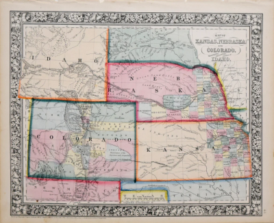 Samuel Augustus Mitchell SAMUEL AUGUSTUS MITCHELL 1790 1868 MAP OF KANSAS NEBRASKA AND COLORADO