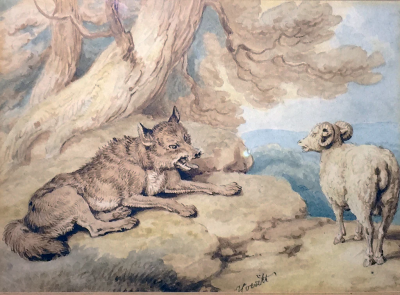 Samuel Howitt SAMUEL HOWITT BRITISH 1765 1822 THE SHEEP AND THE HUNTED WOLF 
