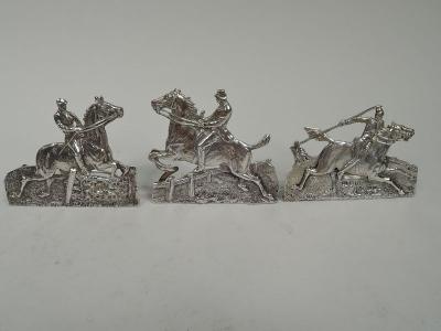 Samuel Jacob Set of 6 English Victorian Sterling Silver Horse Place Card Holders