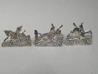 Samuel Jacob Set of 6 English Victorian Sterling Silver Horse Place Card Holders