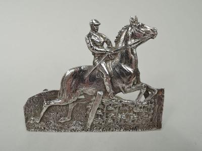 Samuel Jacob Set of 6 English Victorian Sterling Silver Horse Place Card Holders