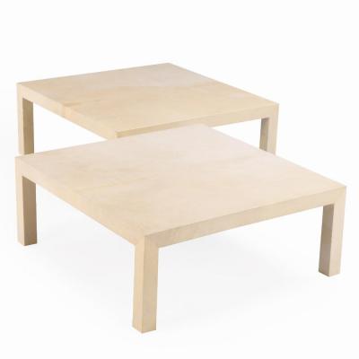 Samuel Marx Large pair of parchment coffee or end tables in the manner of Samuel Marx 