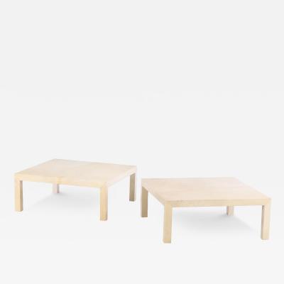 Samuel Marx Large pair of parchment coffee or end tables in the manner of Samuel Marx 