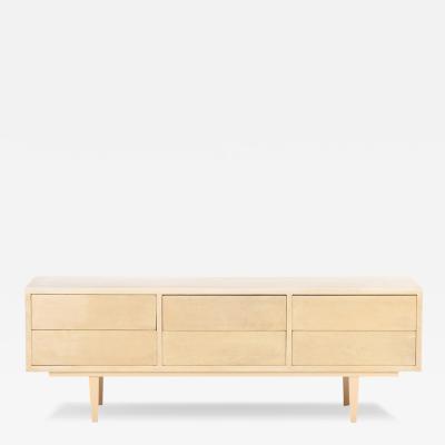 Samuel Marx Modernist Parchment Covered Low Dresser Console in Style of Marx C 1960 