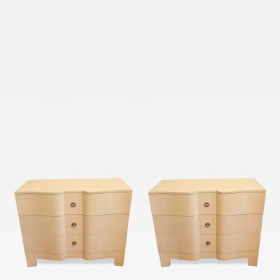 Samuel Marx PAIR of SERPENTINE FRONT NIGHT TABLES DATE OF MANUFACTURE UNKNOWN