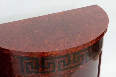 Samuel Marx Pair of Samuel Marx Faux Tortoise and Ebonized Demilune Cabinets