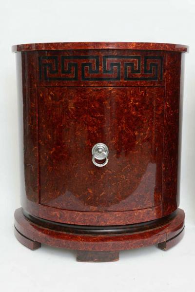 Samuel Marx Pair of Samuel Marx Faux Tortoise and Ebonized Demilune Cabinets