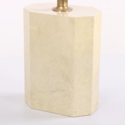 Samuel Marx Pair of Six Sided Brass and Parchment Covered Table Lamps C 1960