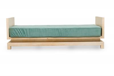 Samuel Marx Parchment and Teal Upholstered Daybed Manner of Samuel Marx
