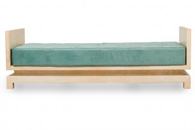 Samuel Marx Parchment and Teal Upholstered Daybed Manner of Samuel Marx