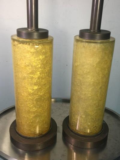 Samuel Marx RARE 1940S MODERNIST FRACTURED RESIN LAMPS