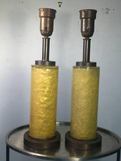 Samuel Marx RARE 1940S MODERNIST FRACTURED RESIN LAMPS