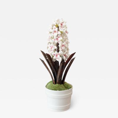 Samuel Mazy Samuel Mazy Glazed White Pink Porcelain Hyacinth Sculpture