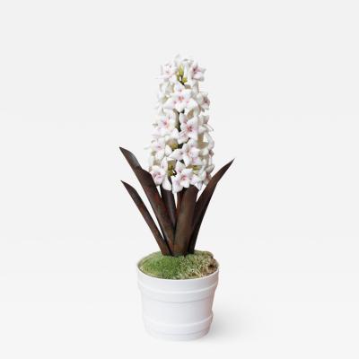 Samuel Mazy Samuel Mazy Glazed White Pink Porcelain Hyacinth Sculpture