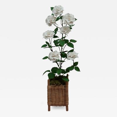 Samuel Mazy Samuel Mazy White Porcelain Rosebush Sculpture