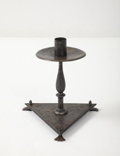Samuel Yellin Engraved Steel Candlestick