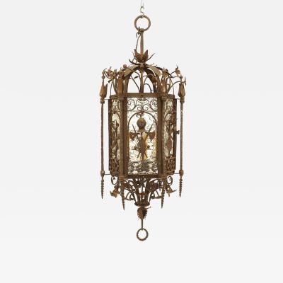 Samuel Yellin Italian Renaissance Wrought Iron Hanging Lantern