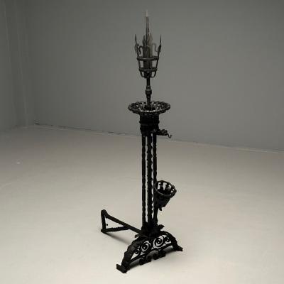 Samuel Yellin Pair Monumental Samuel Yellin Style Wrought Iron Andirons Italian Renaissance