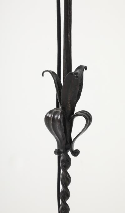 Samuel Yellin Rare floor lamp with creatures and mica shade