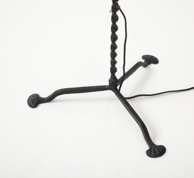 Samuel Yellin Rare floor lamp with creatures and mica shade