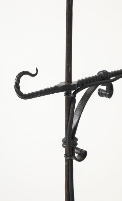 Samuel Yellin Rare floor lamp with creatures and mica shade