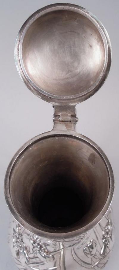 Samurai Shokai Japanese Meiji Art Nouveau Silver Iris Flower Coffeepot
