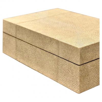 Sand Color Shagreen and Walnut Box